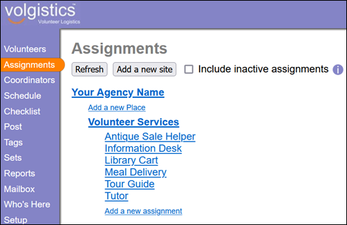 Example of Alphabetical List of Assignments